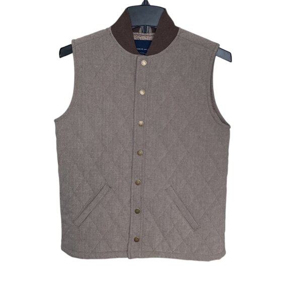Janie and Jack Youth Boys Size 10 12 Brown Quilted Herringbone Button Front Vest - Picture 1 of 4